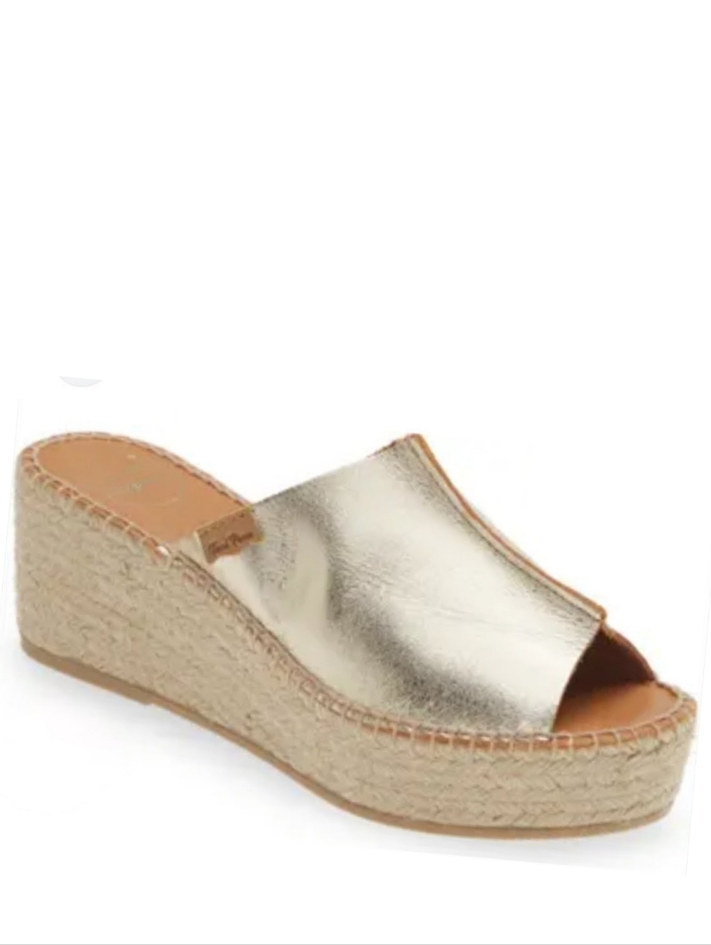 NWOB Toni Pons Ivonne Leather Espadrille Platform Wedge Slide Sandal Platinum 42